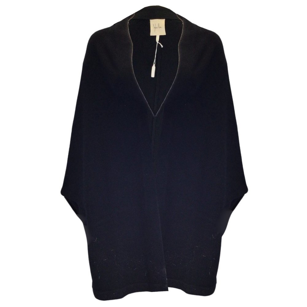 SYBILLA BLACK CASHMERE KNIT PONCHO / CAPE